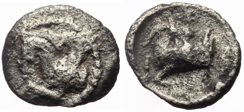 Cilicia, Kelenderis AR Hemiobol (Silver, 0.23g, 7mm) ca 425-400 BC.
Obv: Forepa...