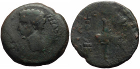 Spain, Corduba AE Spain, AE (Bronze, 18.66g, 32mm) Augustus (27 BC-14 AD) 
Obv: PERMISSV CAESARIS AVGVSTI Head of Augustus bare l. 
Rev: COL - ONIA PA...