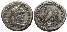 Phoenicia, Berytus AR Tetradrachm (Silver, 13.11g, 26mm) Caracalla (198-217)
Obv: •AYT•KAI•ANTWNINOC CЄ•Laureate head right 
Rev: ΔHMAΡX EΞ ΥΠATOC T...