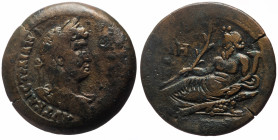 Egypt, Alexandria AE (Bronze, 23.48g, 34mm) Hadrian (117-138) Issue: L IH = year 18 (AD 133/4)
Obv: ΑΥΤ ΚΑΙϹ ΤΡΑΙΑΝ - ΑΔΡΙΑΝΟϹ ϹΕΒ; laureate draped a...