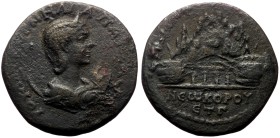 Cappadocia. Caesarea. Julia Mamaea AD 225-235. AE (Bronze, 28mm, 10.2 g) ЄT Γ( =223/4).
Obv:  [ΙΟ]ΥΛΙΑ ΜΑΜƐΑ ϹƐΒΑ[ϹΤΗ]; laureate and draped bust of J...