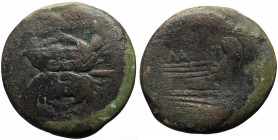 C. Maianius AE As (Bronze, 17.79g, 32mm) Rome, 153
Obv: Laureate head of Janus; above, mark of value.
Rev: Prow r.; above, C·MAIANI and before, mark...