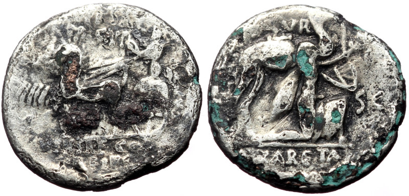 M. Aemilius Scaurus and Pub. Plautius Hypsaeus AR Denarius (Silver, 2.75g, 19mm)...