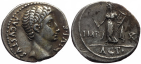 Augustus (27 BC - 14 AD) AR Denarius (Silver, 3.75g, 20mm) Lugdunum, 15 BC. 
Obv: AVGVSTVS DIVI•F, bare head right 
Rev: IMP X flanking Apollo Citha...