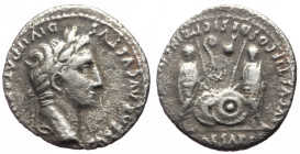 Augustus (27 BC - 14 AD) AR Denarius (Silver, 3.11g, 19mm) Lugdunum, 7-6 BC. 
Obv: CAESAR AVGVSTVS DIVI F PATER PATRIAE, laureate head right 
Rev: A...
