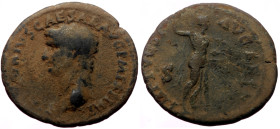Claudius I (41-54). AE As (Bronze, 8.28g, 27mm) Rome, Restoration issue under Titus, AD 80-81. 
Obv: TI CLAVDIVS CAESAR AG P M TR P IMP P P, bare hea...