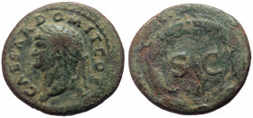 Domitian (as Caesar) AE As (Bronze, 5.30g, 22mm) Rome, 74. Struck for circulation in the East. 
Obv: CAESAR DOMIT COS II, laureate head left 
Rev: S...