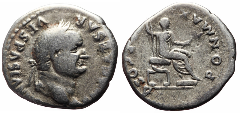 Vespasian (69-79) AR Denarius (Silver, 3.15g, 20mm) Rome, 74 
Obv: IMP CAESAR -...