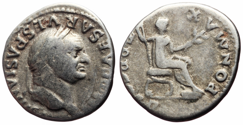 Vespasian (69-79) AR Denarius (Silver, 3.15g, 19mm) Rome, 74 
Obv: IMP CAESAR -...