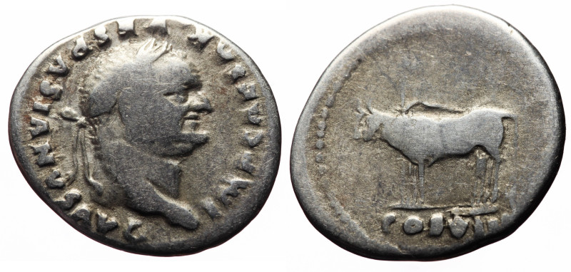 Vespasian (69-79) AR Denarius (Silver, 3.18g, 20mm) Rome, 77-78. 
Obv: IMP CAES...