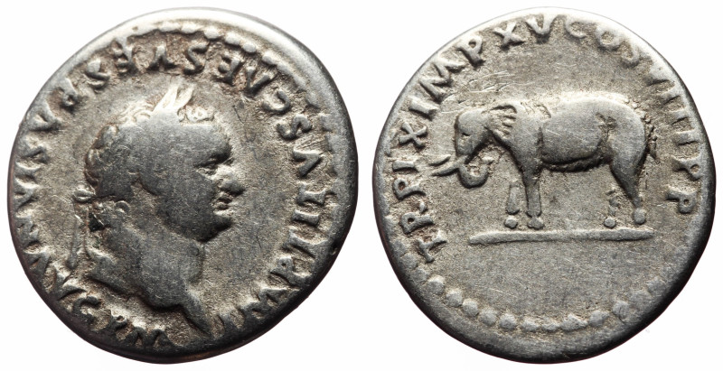 Titus (79-81) AR Denarius (Silver, 3.16g, 18mm) Rome, 80
Obv: IMP TITVS CAES VE...