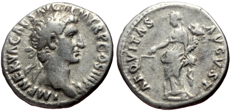 Nerva (96-98) AR Denarius (Silver, 2.96g, 19mm) Rome, 97 
Obv: IMP NERVA CAES A...