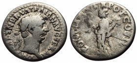 Trajan (98-117) AR Denarius (Silver, 3.11g, 18mm) Rome, 98-99
Obv: IMP CAES NERVA TRAIAN AVG GERM; laureate head right 
Rev: PONT MAX TR POT COS II;...