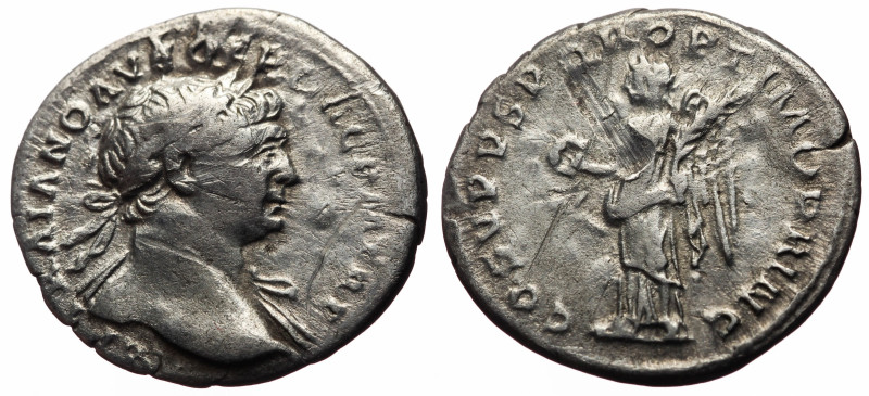 Trajan (98-117) AR Denarius (Silver, 3.16g, 19mm) Rome, 103-111. 
Obv: IMP TRAI...