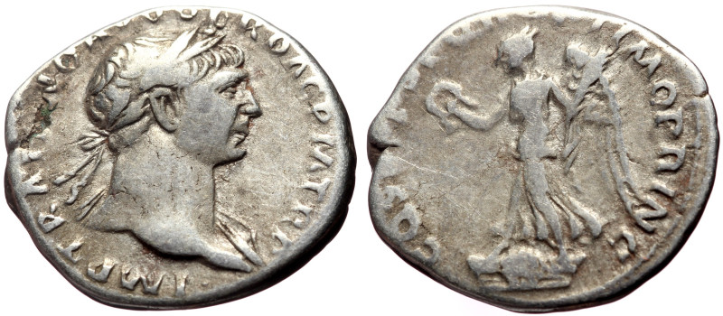 Trajan (98-117) AR Denarius (Silver, 3.21g, 19mm) Rome, 108-109. 
Obv: IMP TRAI...