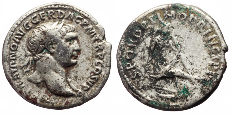 Trajan (98-117) AR Denarius (Silver, 3.16g, 19mm) Rome, 103-111. 
Obv: IMP TRAI...