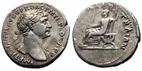Trajan (98-117) AR Denarius (Silver, 3.06g, 19mm) Rome, 112-113. 
Obv: IMP TRAIANVS AVG GER DAC P M TR P COS VI P P, Laureate head of Trajan to right...