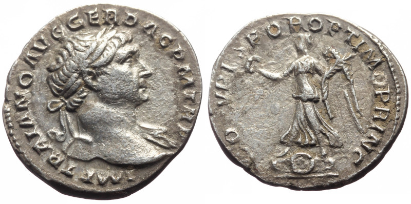 Trajan (98-117) AR Denarius (Silver, 3.51g, 19mm) ca 112-117
Obv: IMP TRAIANO A...