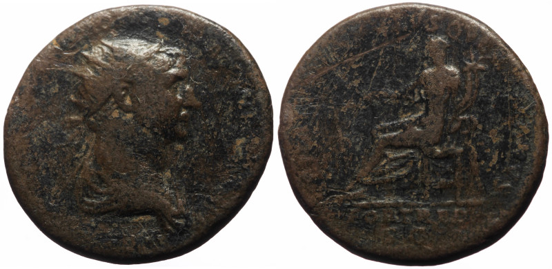 Trajan (98-117) AE Dupondius (Bronze, 11.58g, 27mm) Rome. 
Obv: IMP CAES NER TR...