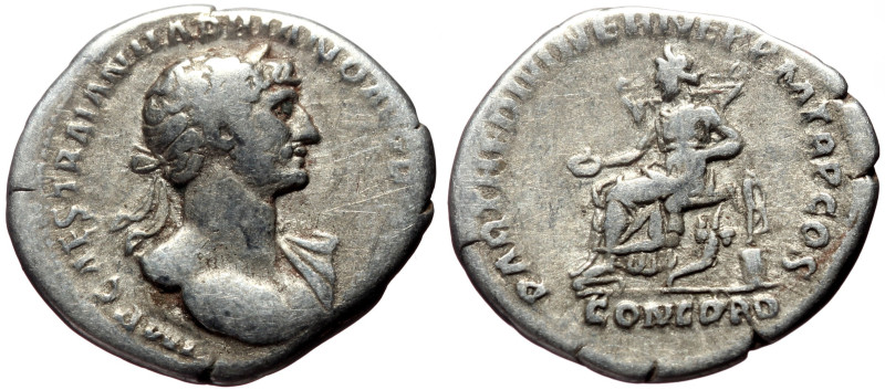 Hadrian (117-138) AR Denarius (Silver, 2.74g, 19mm) Rome.
Obv: IMP CAES TRAIAN ...