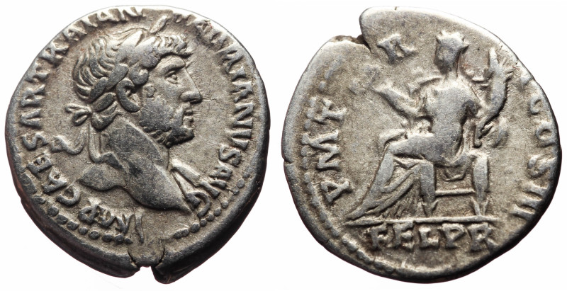 Hadrian (117-138) AR Denarius (Silver, 3.30g, 19mm) Rome, 119-122. 
Obv: IMP CA...