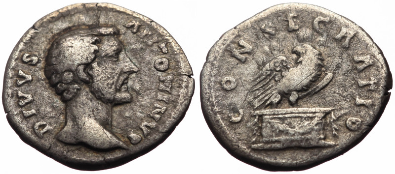 Divus Antoninus Pius (Died 161) AR Denarius (Silver, 3.19g, 19mm) Struck under M...