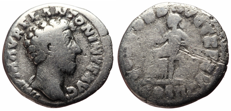 Marcus Aurelius (161-180) AR denarius (Silver, 2.76g, 18mm) Rome, 161. 
Obv: IM...