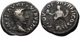 Lucius Verus (161-169) AR/Bl Limes falsum denarius (Silver, 2.81g, 17mm) Rome, 161. 
Obv: IMP L AVREL VERVS AVG, bare head of Verus right 
Rev: PROV D...