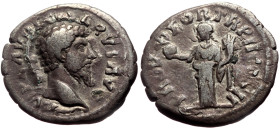 Lucius Verus (161-169) AR Denarius (Silver, 3.01g, 18mm) 
Obv: IMP L AVREL VERVS AVG, bare head of Lucius Verus to right 
Rev: PROV DEOR TR P II COS I...