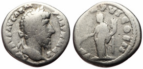 Lucius Verus (161-169) AR Denarius (Silver, 3.23g, 18mm) Rome, 165/6. 
Obv: L VERVS AVG ARM PARTH MAX, laureate head of Verus right 
Rev: PAX AVG TR P...