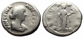 Faustina II (Augusta, 147-175) AR Denarius (Silver, 3.07g, 20mm) Rome, 161-176 
Obv: FAVSTINA – AVGVSTA Draped bust r., hair waved and coiled on back ...