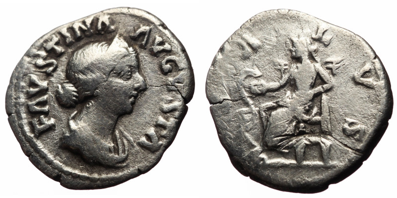 Faustina II (145-175) AR Denarius (Silver, 2.66g, 18mm) Rome, 161-176. 
Obv: FAV...