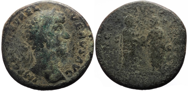 Lucius Verus (161-169) AE Sestertius (Bronze, 21.98g, 32mm) Rome, 161
Obv: IMP ...