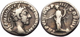 Commodus (177-192) AR Denarius (Silver, 3.20g, 18mm) Rome, 181. 
Obv: M COMMODVS ANTONINVS AVG, Laureate head of Commodus to right. 
Rev: TR P VI IMP ...