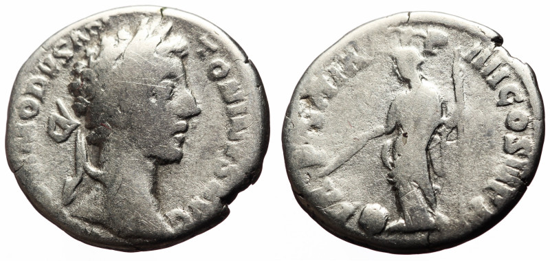 Commodus (177-192) AR Denarius (Silver, 3.22g, 18mm) Rome, 181. 
Obv: M COMMODVS...