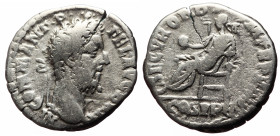 Commodus (177-192) AR Denarius (Silver, 2.53g, 17mm) Rome, 186. 
Obv: M COMM ANT F-FEL AVG BRIT, laureate head of Commodus right 
Rev: SECVR ORB P M T...