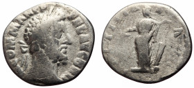 Commodus (177-192) AR Denarius (Silver, 2.05g, 17mm) Rome, 189
Obv: M COMM ANT P FEL AVG BRIT, laureate bust r. 
Rev: LAETITIAE AVG, Laetitia standing...
