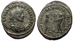 Diocletian (284-305) AE/Bl silvered Antoninianus (Silvered bronze, 3.76g, 22mm) Antiochia, 285
Obv: IMP C C VAL DIOCLETIANVS P F AVG, Bust of Diocleti...