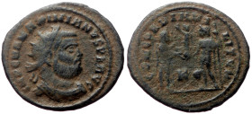 Maximianus Herculius (286-305) AE (Bronze, 2.82g, 23mm) Cyzicus, 295-299. 
Obv: IMP C M A MAXIMIANVS P F AVG, radiate, draped, and cuirassed bust righ...