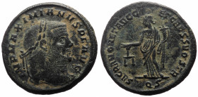Maximianus (first reign, 286-305), follis (Bronze, 27.2 mm, 12.62 g), Aquileia, 302-303. 
Obv. IMP MAXIMIANVS P F AVG, laureate head of Maximianus to ...