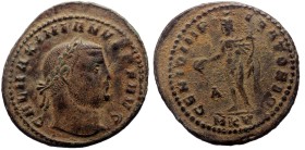 Galerius (305-311) AE Follis (Bronze, 7.79g, 28mm) Cyzicus, 308-310.
Obv: GAL MAXIMIANVS P F AVG, laureate head right
Rev: GENIO IMPERATORIS, Genius...