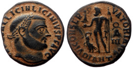 Licinius I (308-324) AE Follis (Bronze, 20mm, 3.50g) Antioch (313-314) 
Obv: IMP C VAL LICIN LICINIVS PF AVG, laureate head right 
Rev: IOVI CONSER-VA...