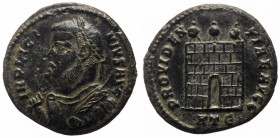 Licinius I (308-324) AE Follis (Bronze, 18mm, 2.78g) Heraclea, 316-7 
Obv: IMP LICI-NIVS AVG, laureate and mantled bust left, holding mappa in right h...