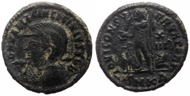 Licinius II as caesar (317-324), Æ follis (Bronze, 20.0 mm, 3.26 g), Cyzicus, Δ = 4th officina, struck 321-324.
Obv: D N VAL LICIN LICINIVS NOB C, hel...