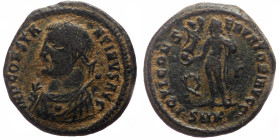 Constantine I The Great (307/10-337) AE (Bronze, 2.84g, 17mm) Cyzicus, 317-320. 
Obv: IMP CONSTANTINVS AVG, laureate and draped bust left; holding glo...