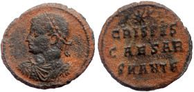 Crispus (Caesar, 316-326) AE Follis (Bronze, 1.83g, 19mm) Antioch.
Obv: Laureate, draped and cuirassed bust left.
Rev: CRISPVS / CAESAR / SMANTE.
Lege...