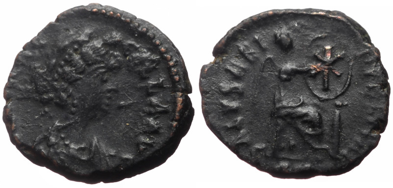 Aelia Flaccilla (wife of Theodosius I) AE (Bronze, 1.30g, 13mm) Antioch, 383. 
O...