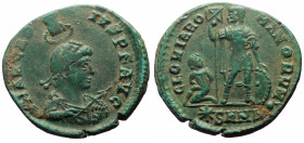 Arcadius (383-408). AE, Follis. (Bronze, 4.85g, 22mm) Nicomedia.
Obv: D N ARCADI - VS P F AVG, pearl-diademed, draped and cuirassed bust of Arcadius t...