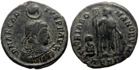 Arcadius (383-408) AE (Bronze, 4.57g, 23mm) Thessalonica.
Obv: D N ARCADIVS P F AVG, Pearl-diademed, draped and cuirassed bust right, holding spear an...