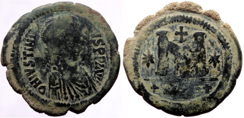 Justinian I (527-565) AE Follis (Bronze, 14.21g, 33mm) Theoupolis (Antioch), 533...